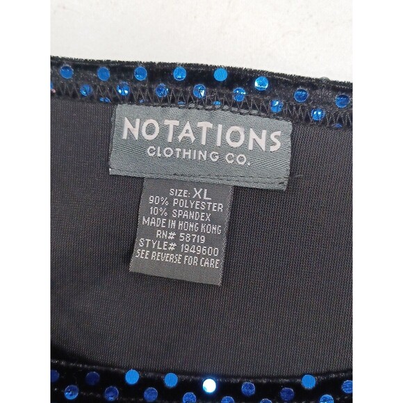 Notations sleeveless top blouse sequined embellished black blue shimmer XL - Picture 9 of 10